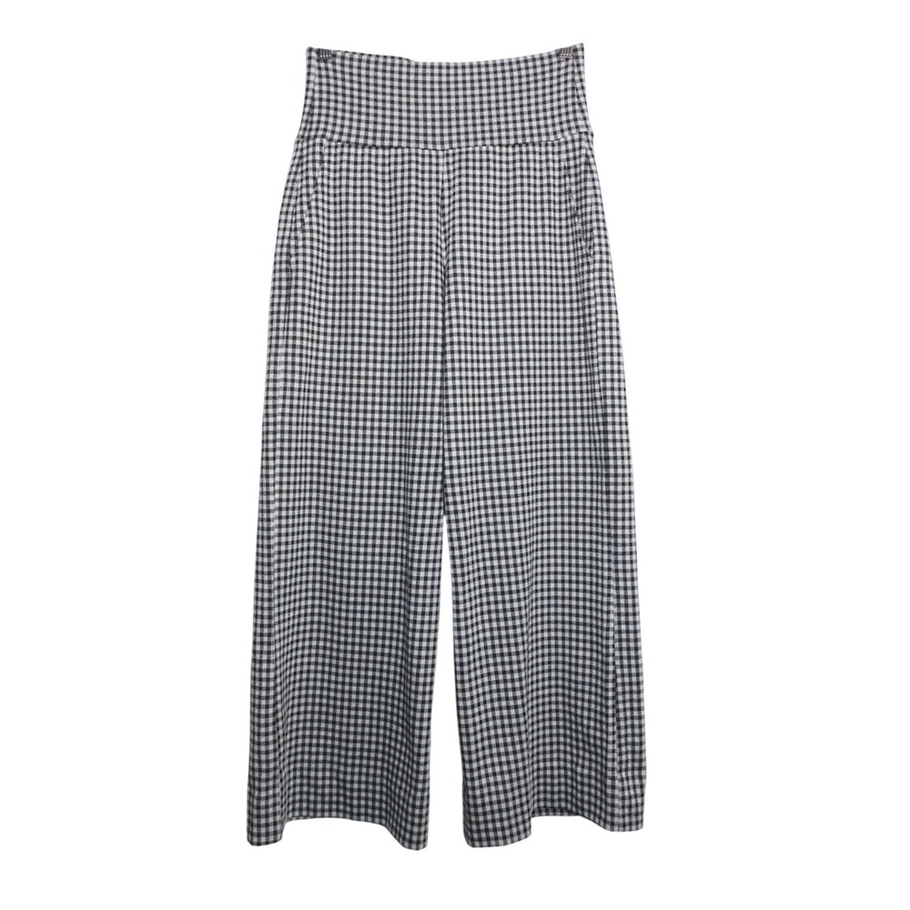 Cabi Wide Leg Pants Womens Small Black White Gingham High Rise Knit 6047